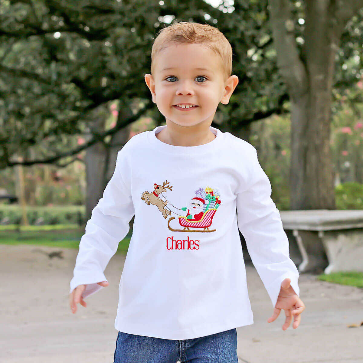 Rudolph & Santa's Sleigh Long Sleeve Shirt