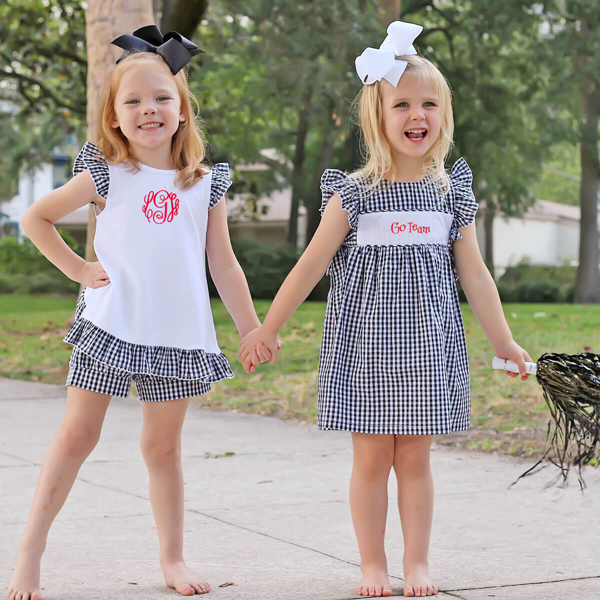 Black Gingham Tie Back Short Set