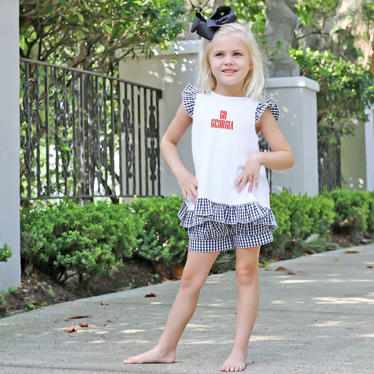 Black Gingham Tie Back Short Set