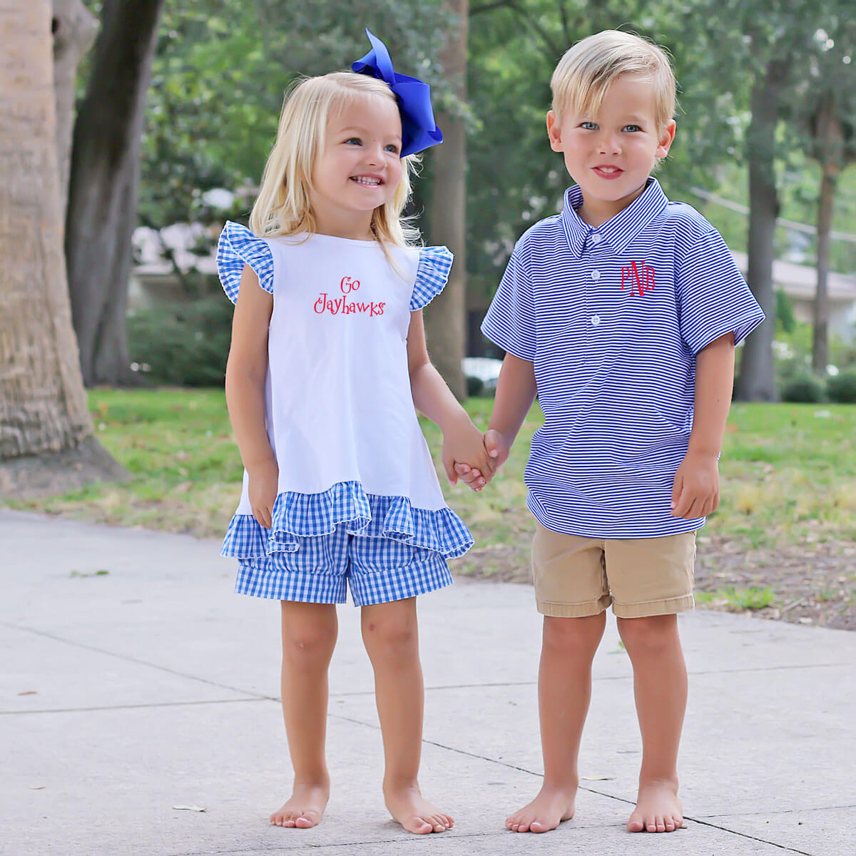 Royal Blue Gingham Tie Back Short Set