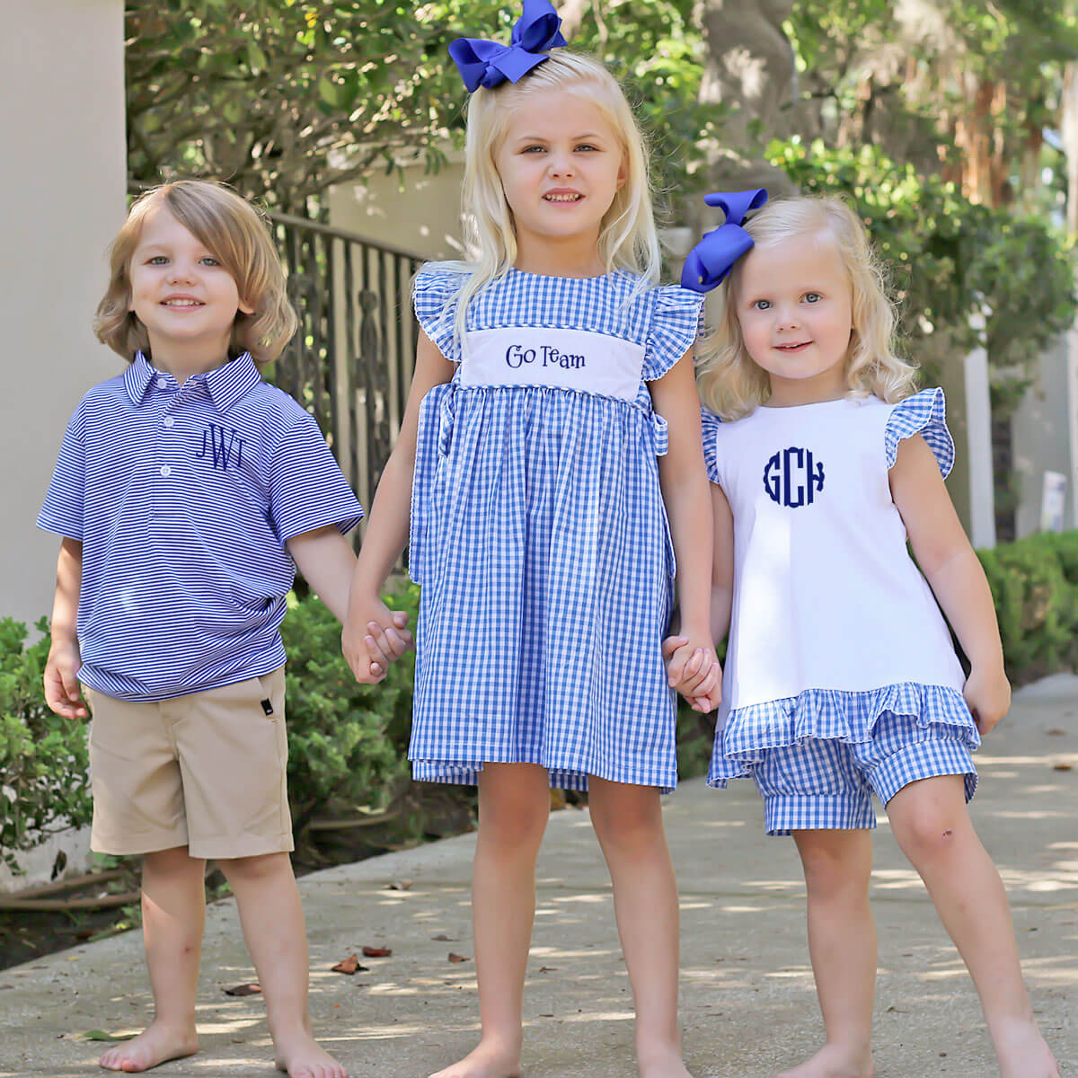 Royal Blue Gingham Tie Back Short Set