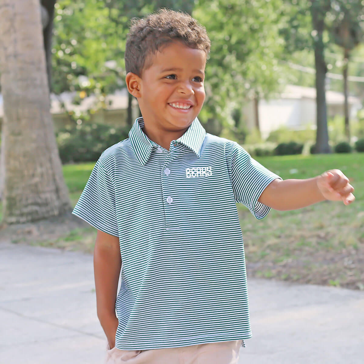 Hunter Green Stripe Polo