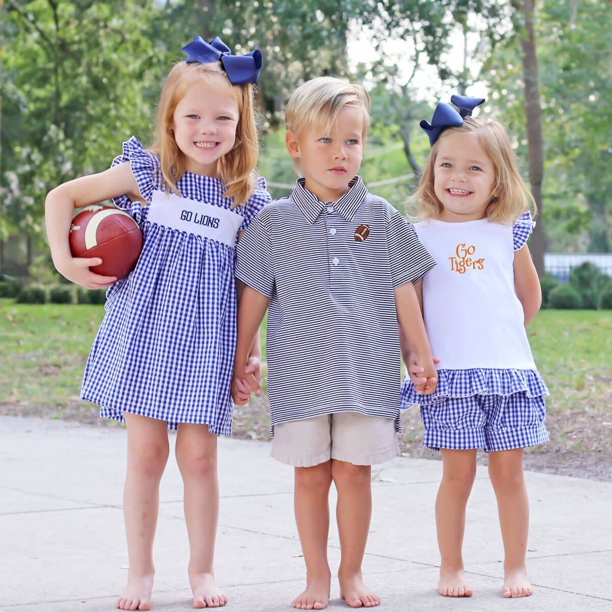 Navy Blue Gingham Tie Back Short Set