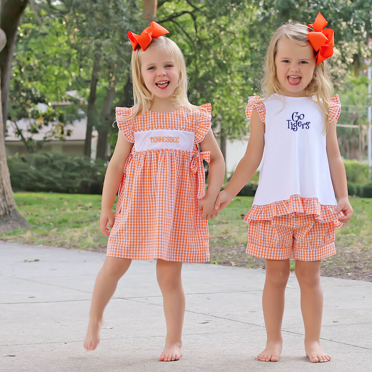 Orange Gingham Tie Back Short Set