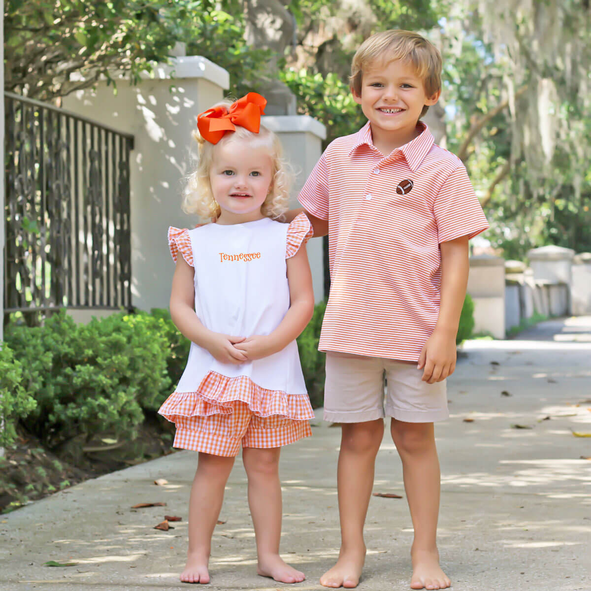 Orange Gingham Tie Back Short Set