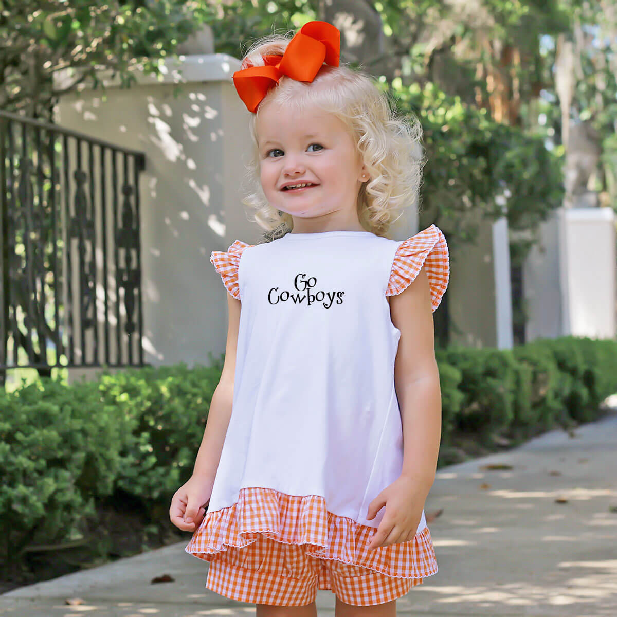 Orange Gingham Tie Back Short Set
