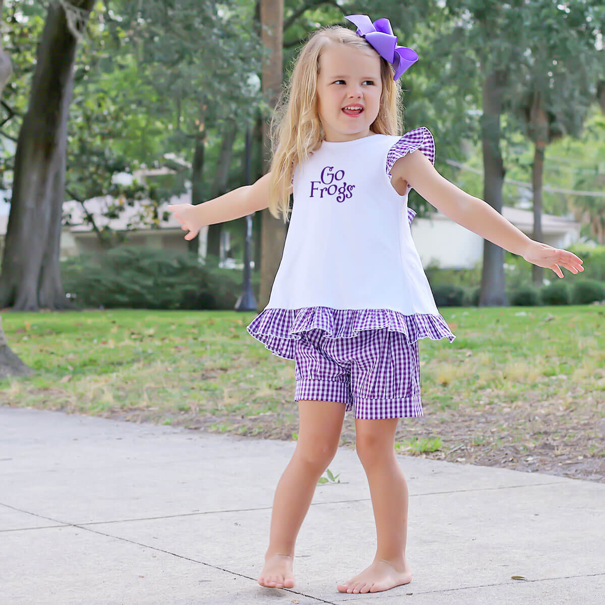 Purple Gingham Tie Back Short Set