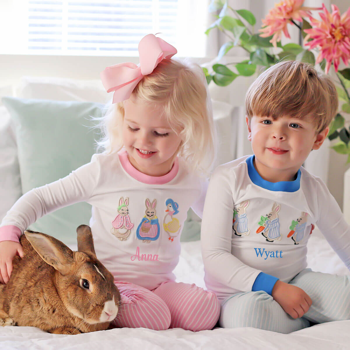 Storybook Rabbit Pink Stripe Pajamas