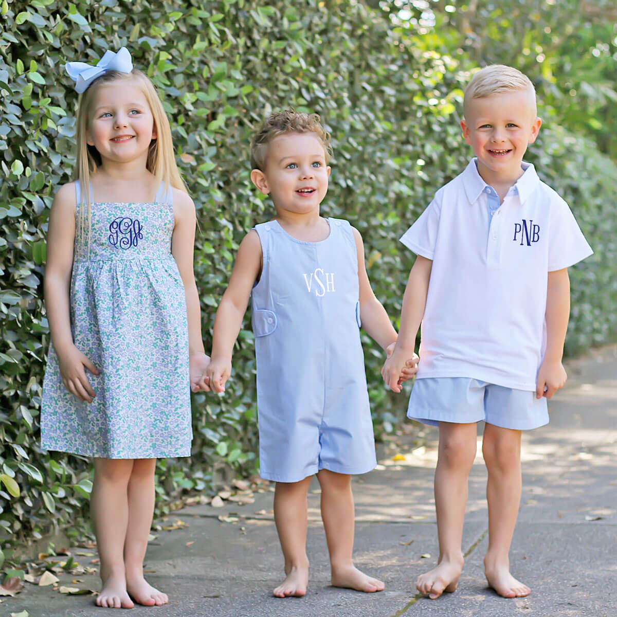 Micro Blue Gingham Jon Jon with Tabs