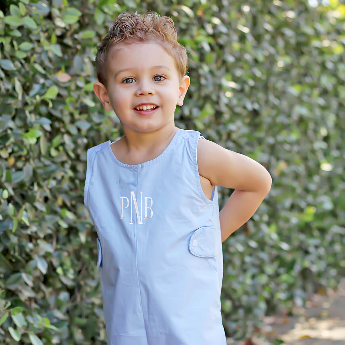 Micro Blue Gingham Jon Jon with Tabs