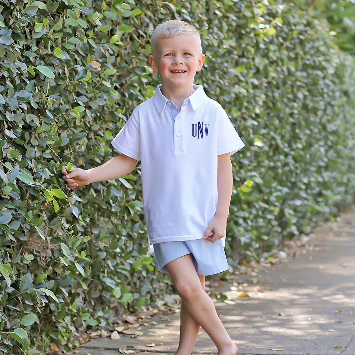 Micro Blue Gingham Short Set