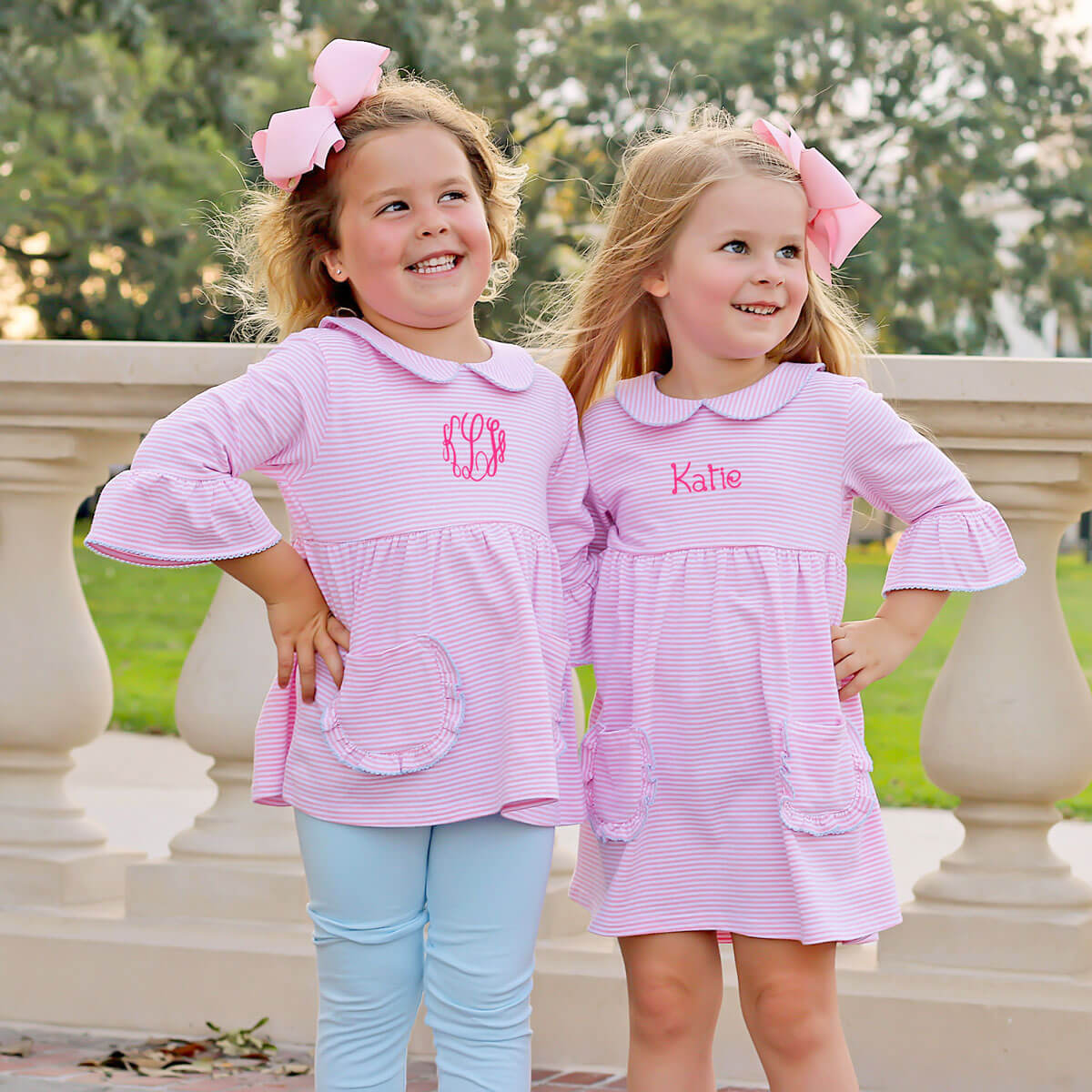 Caroline Pink Stripe Ruffle Pocket Dress