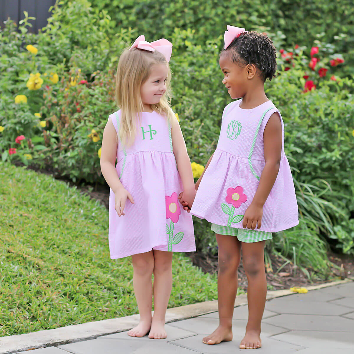 Garden Flower Pink Seersucker Alaia Short Set