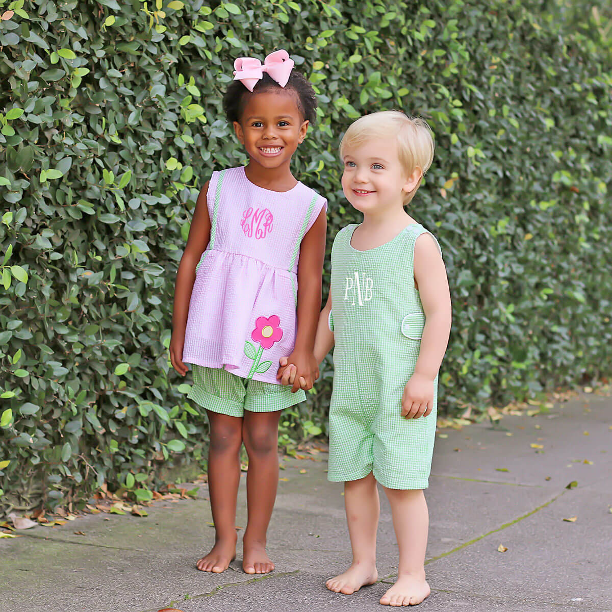 Garden Flower Pink Seersucker Alaia Short Set