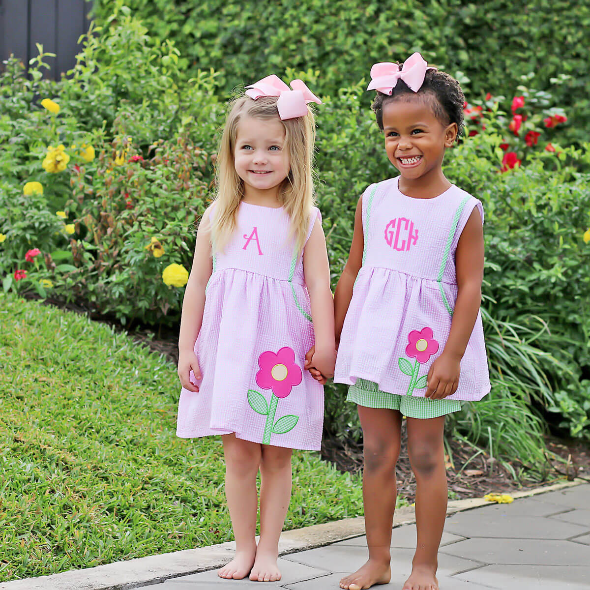 Garden Flower Pink Seersucker Alaia Short Set