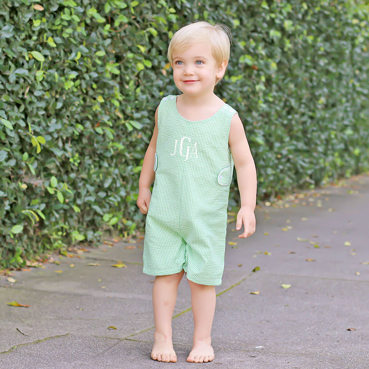 Green Seersucker Jon Jon with Tabs