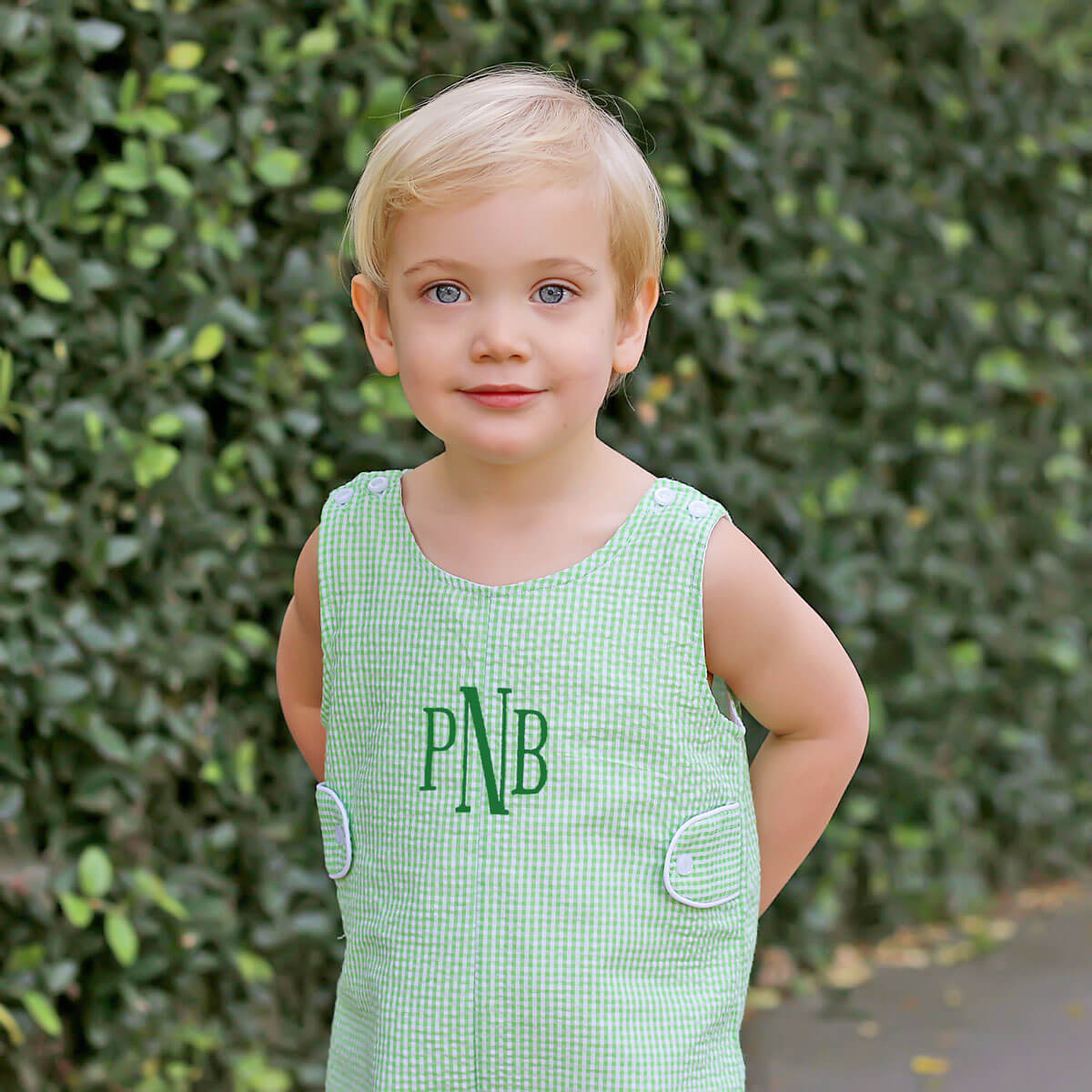 Green Seersucker Jon Jon with Tabs