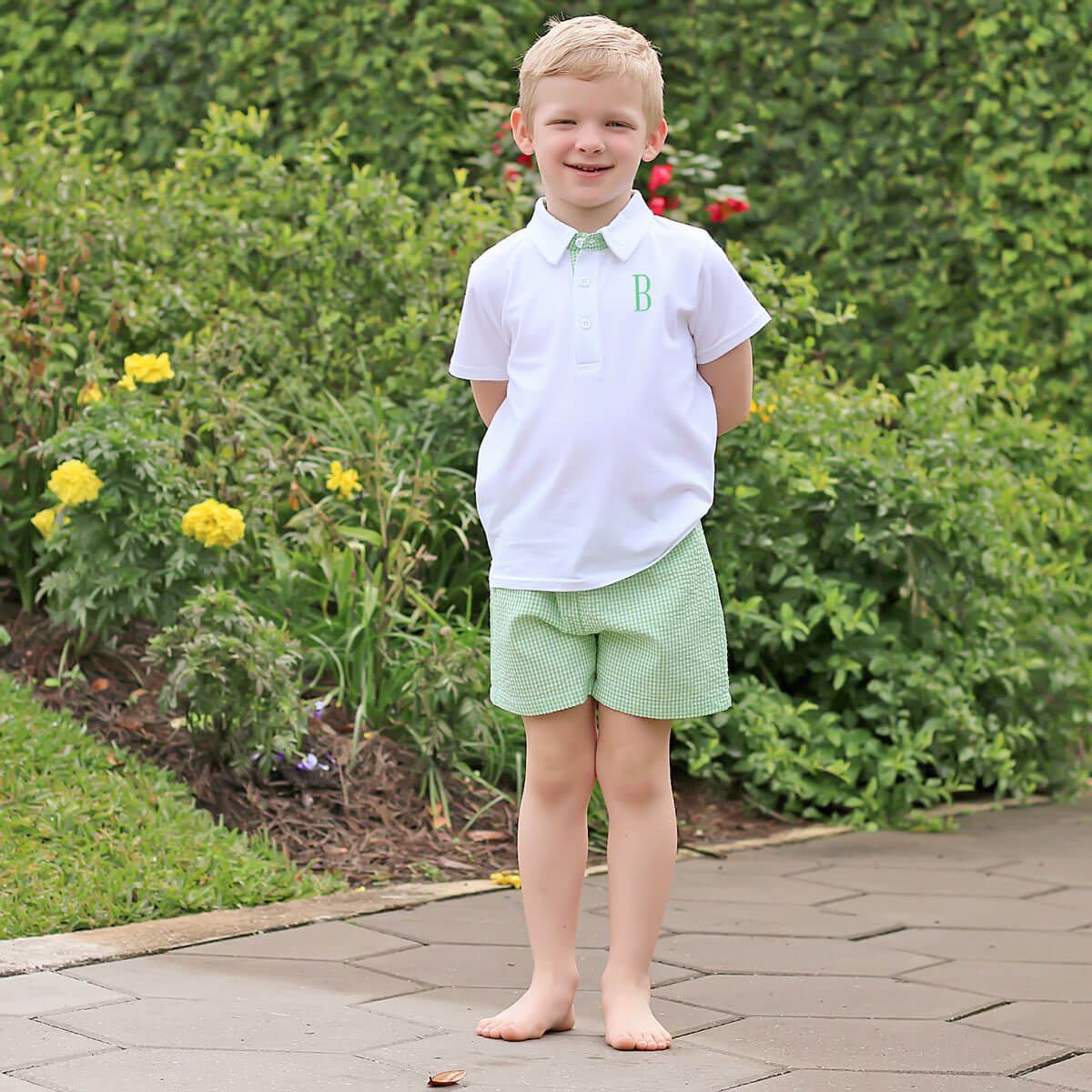 Green Seersucker Short Set