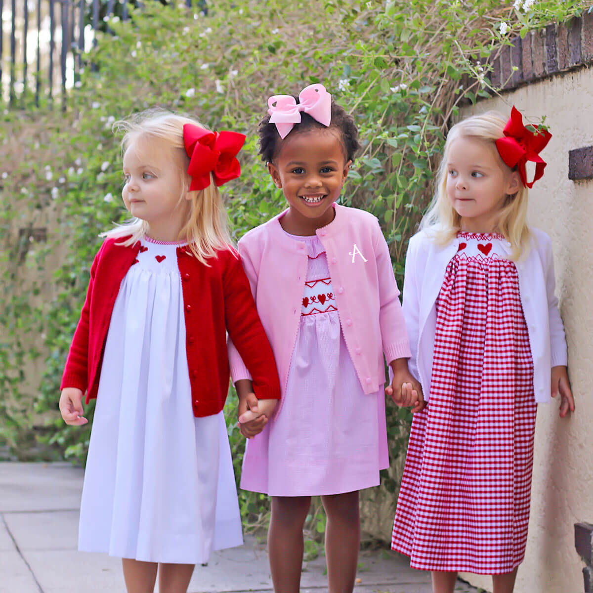 Heart Smocked Red Check Bishop Dress