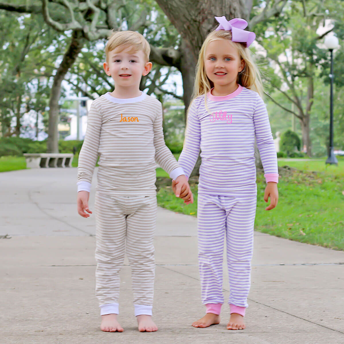 Tan and White Stripe Pajamas