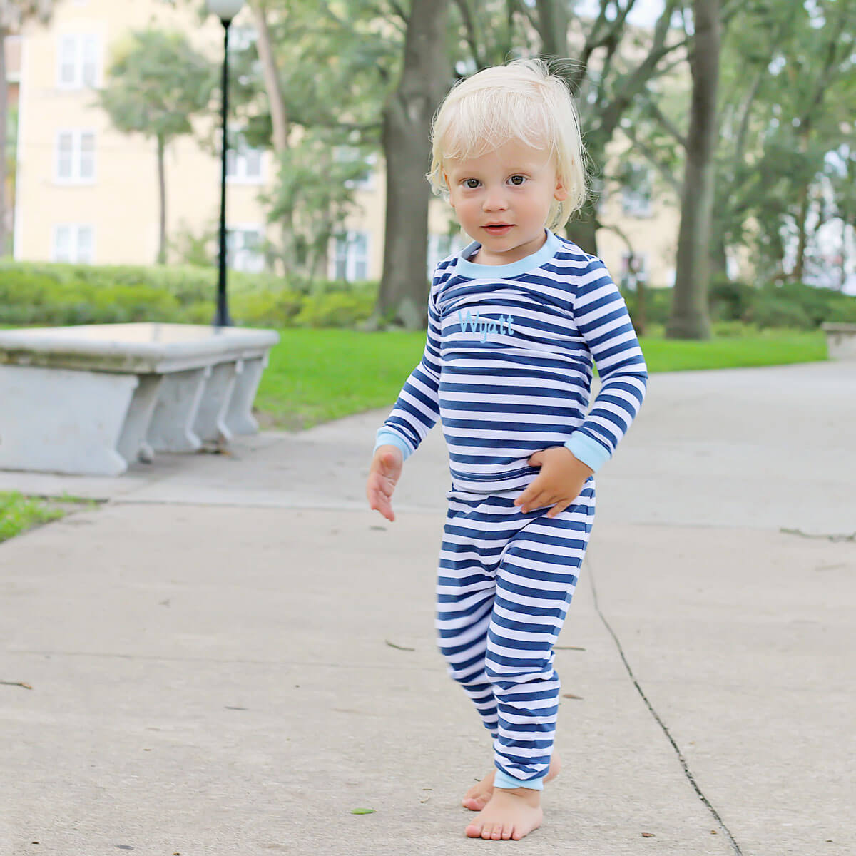 Navy and White Stripe Pajamas