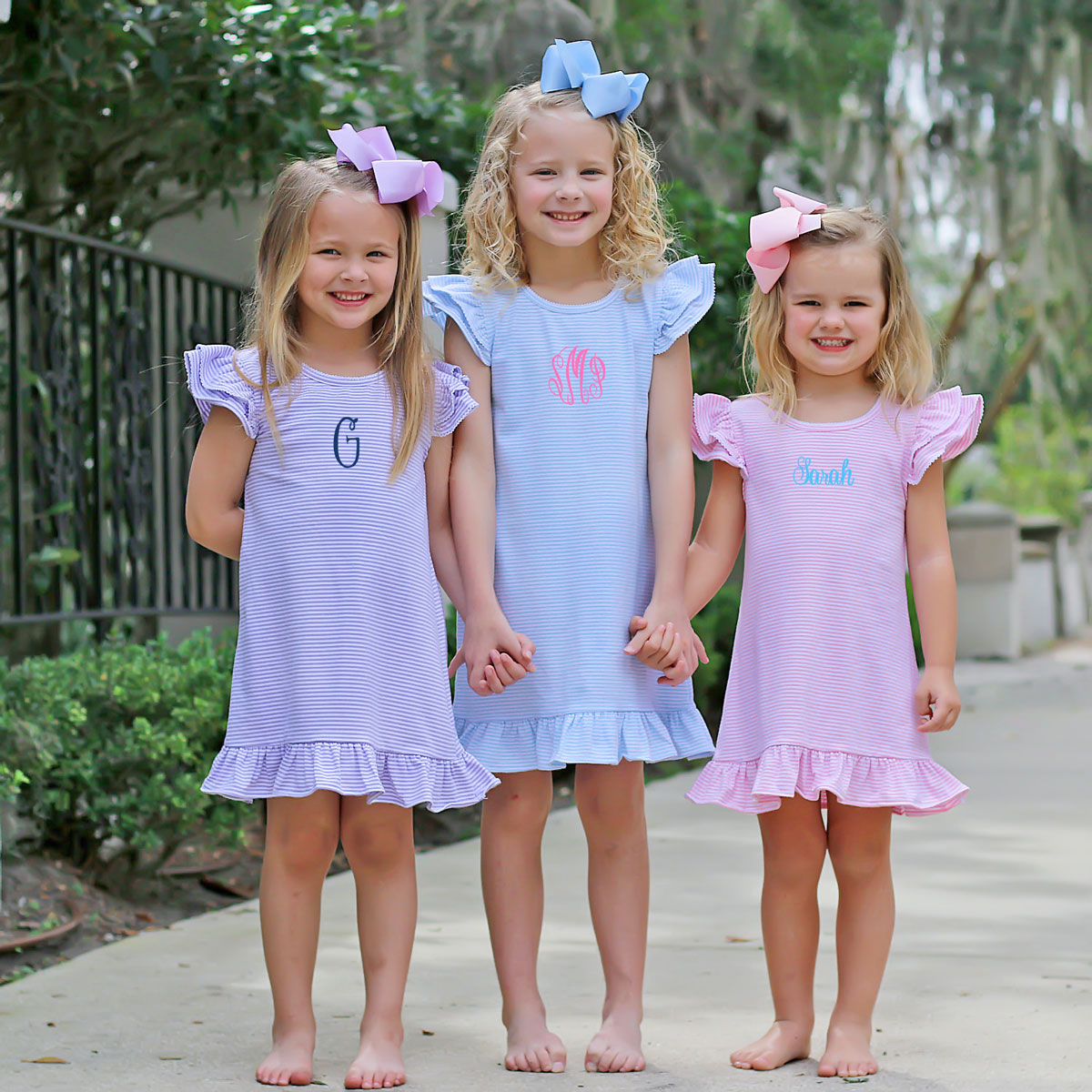 Milly Stripe Ruffle Dress Light Blue