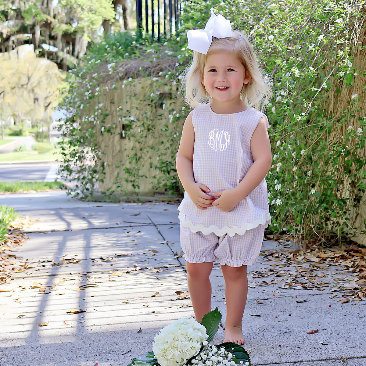 Tan Gingham Sadie Bloomer Set