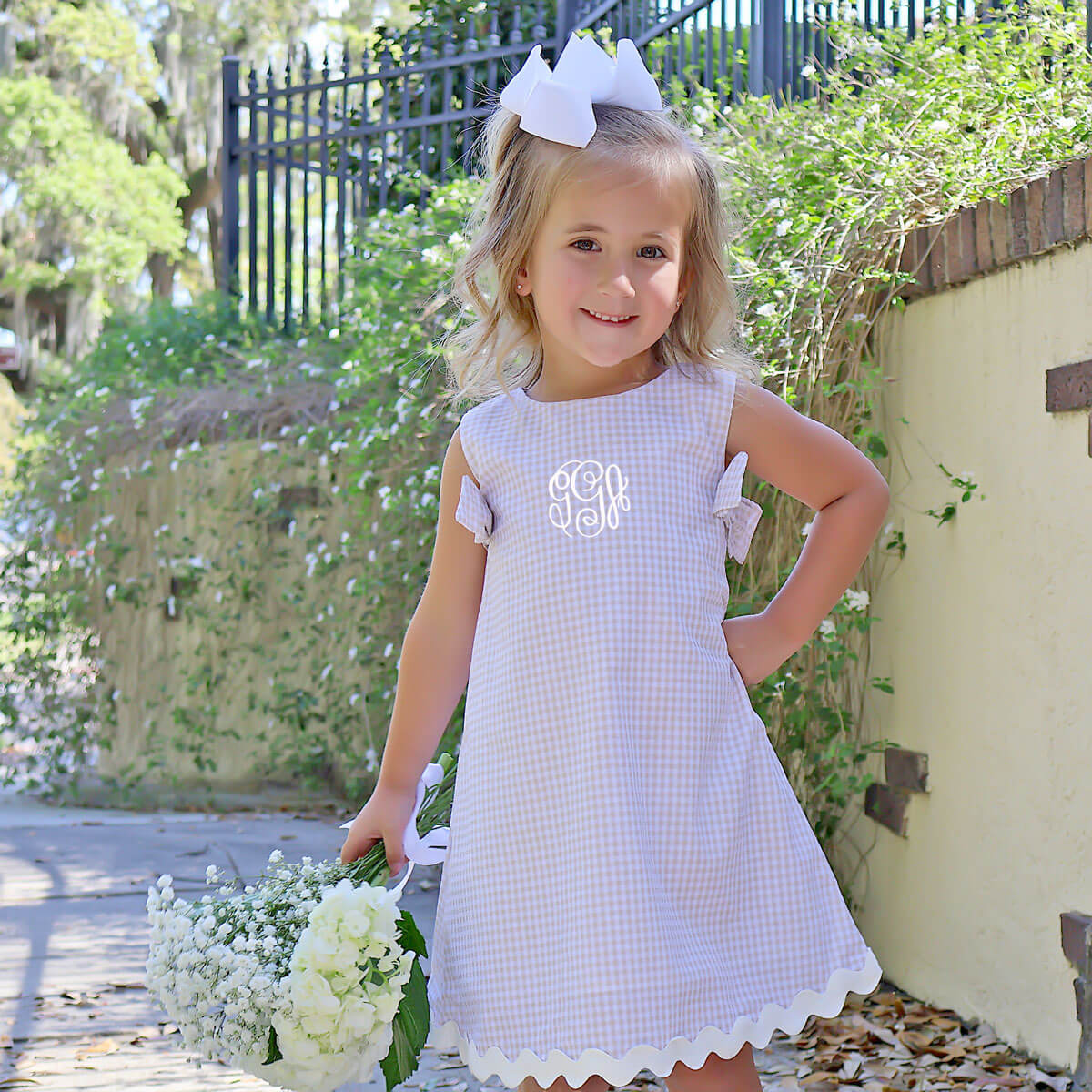Tan Gingham Eleanor Dress