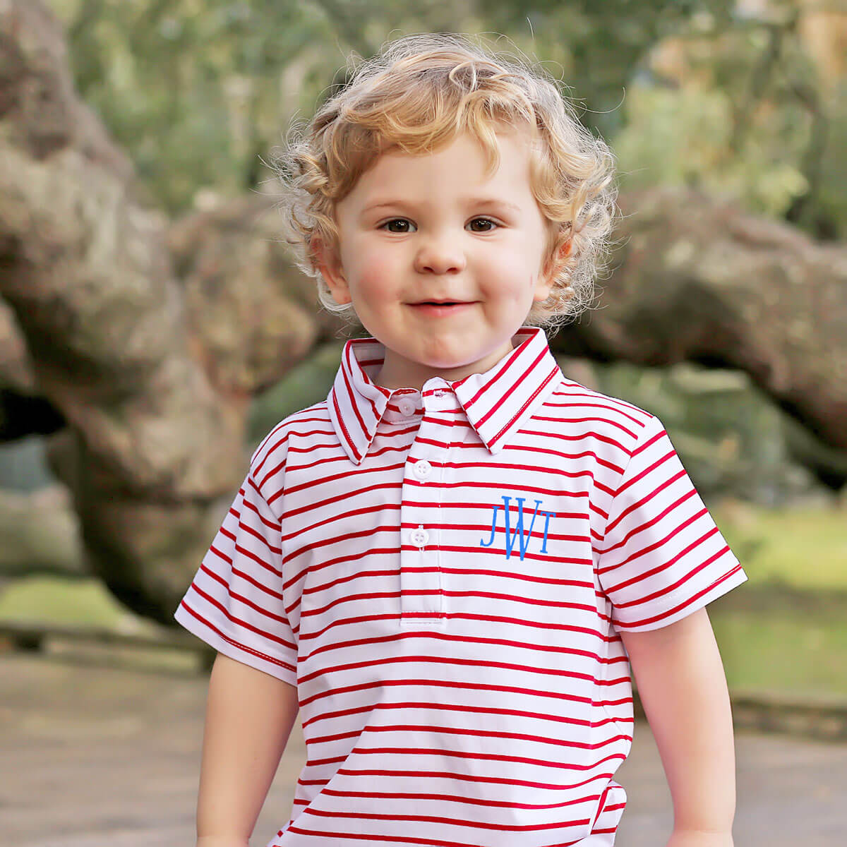 Crimson Red Stripe Polo
