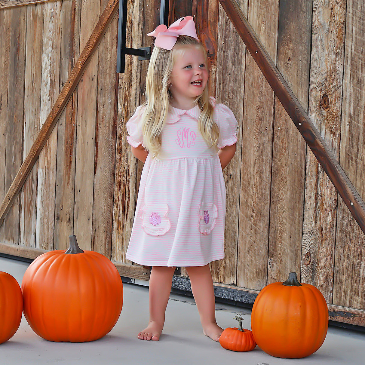 Cute as a Pumpkin Pink Stripe Caroline Dress