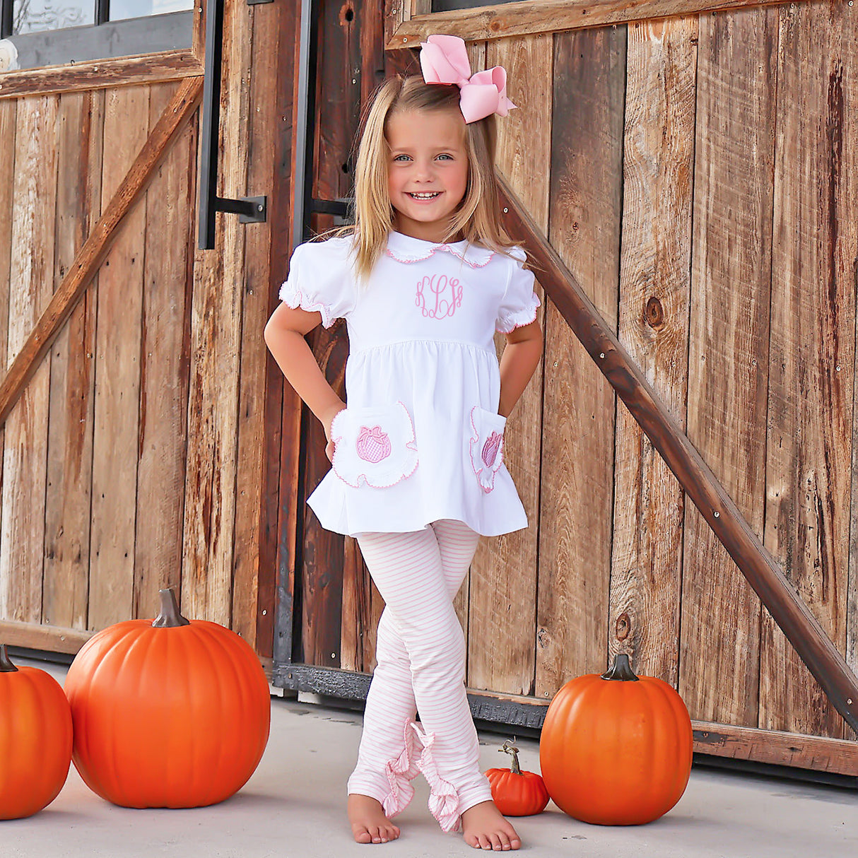 Cute as a Pumpkin Pink Stripe Caroline Legging Set