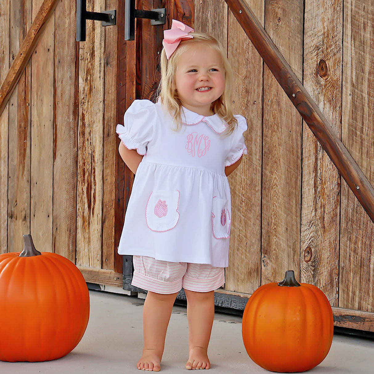 Cute As A Pumpkin Pink Stripe Caroline Short Set
