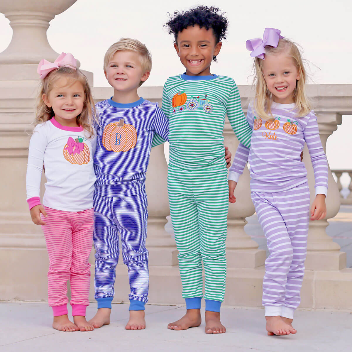 Bow Pumpkin Pink Stripe Pajamas