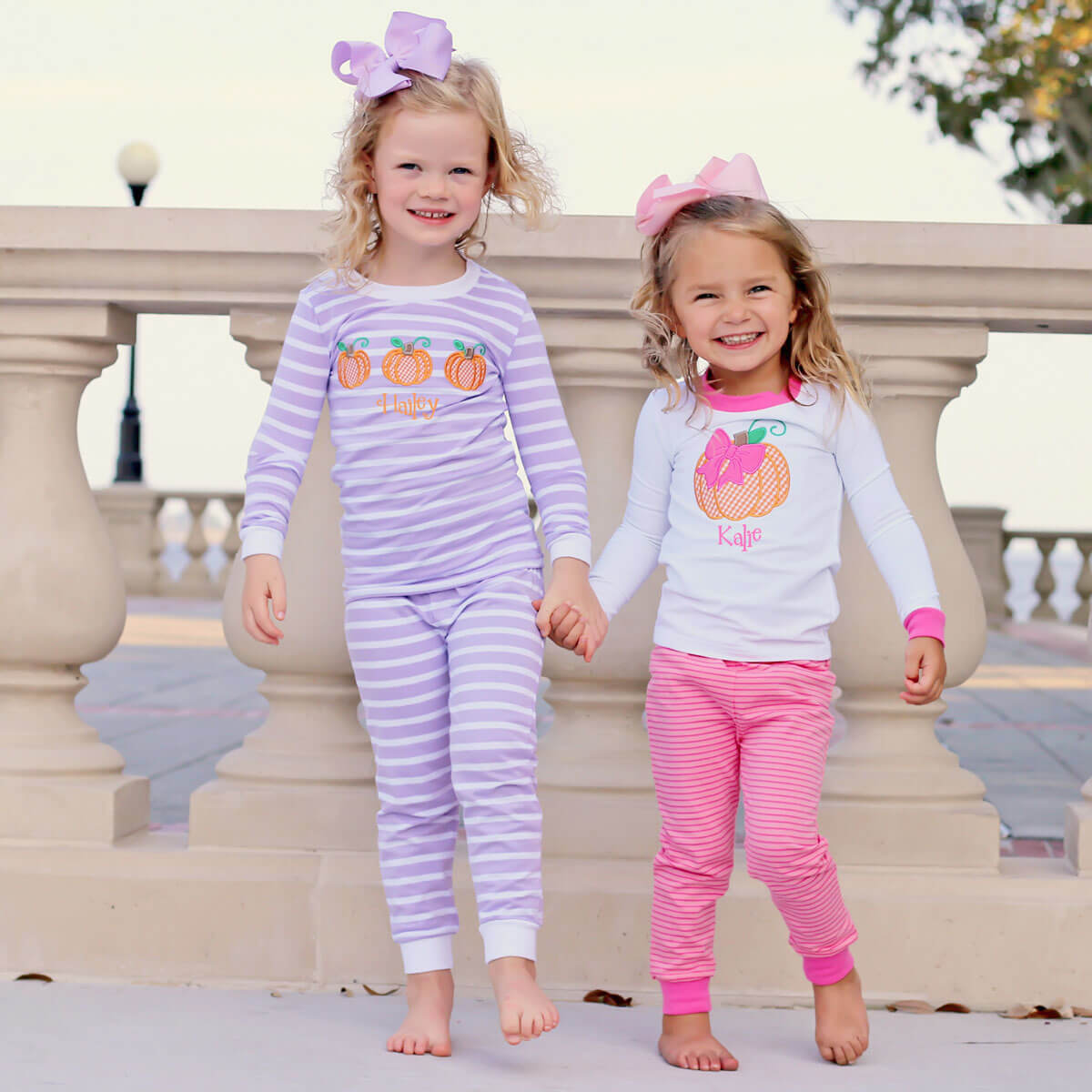Bow Pumpkin Pink Stripe Pajamas