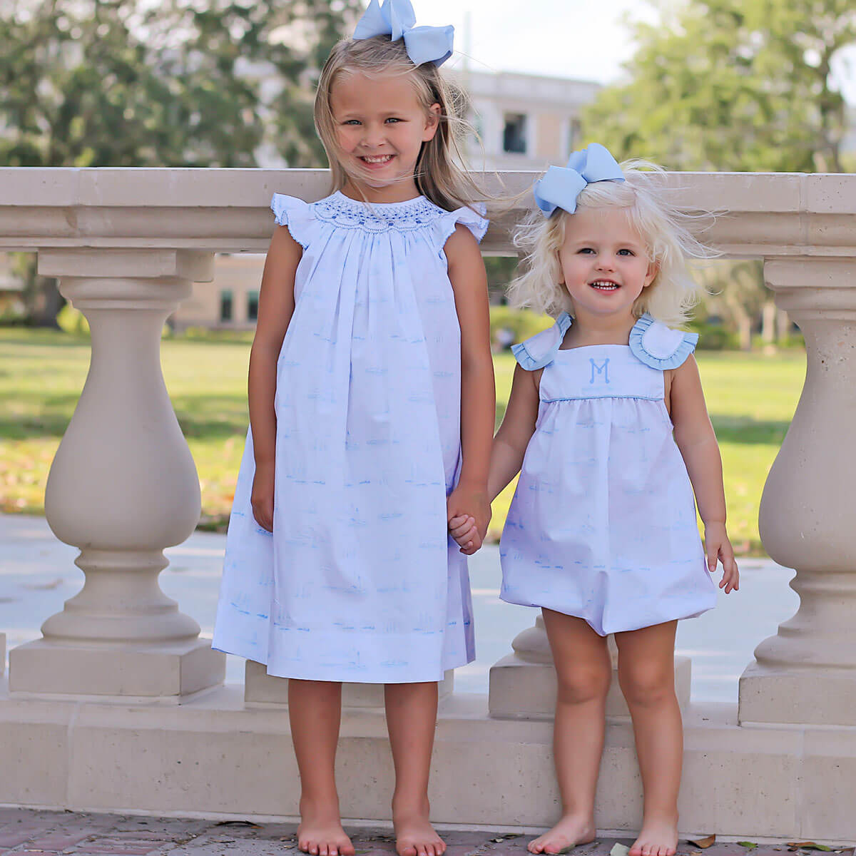 Sailboat Toile Smocked Dress