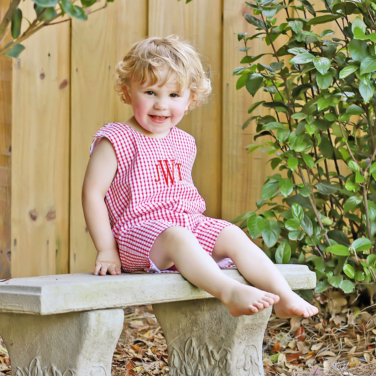 Red Seersucker Check Jon Jon