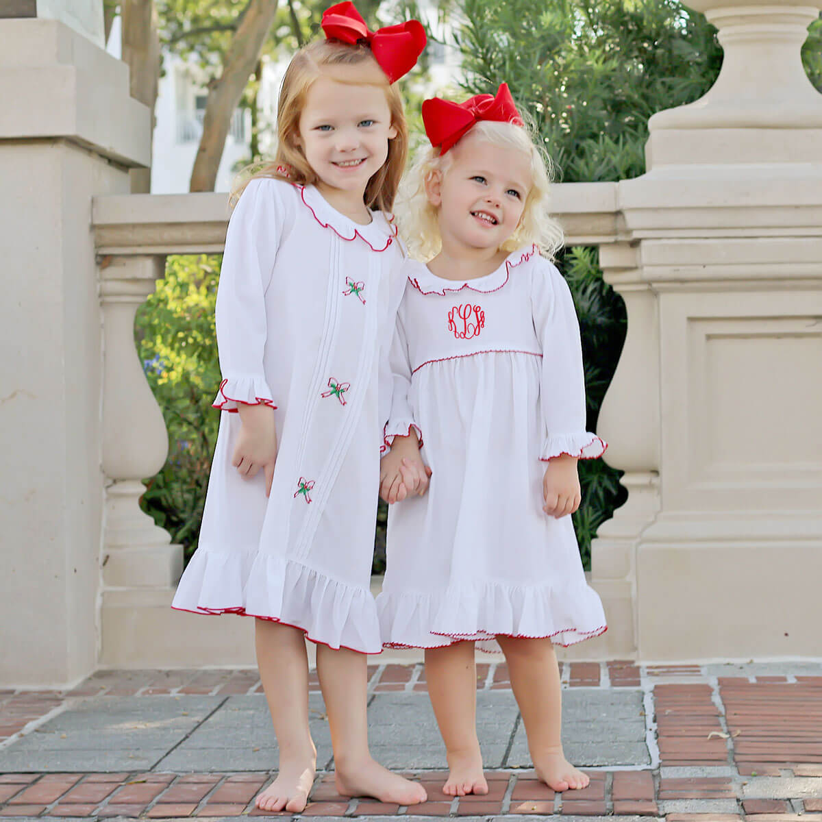 Embroidered Christmas Holly Bow Nightgown