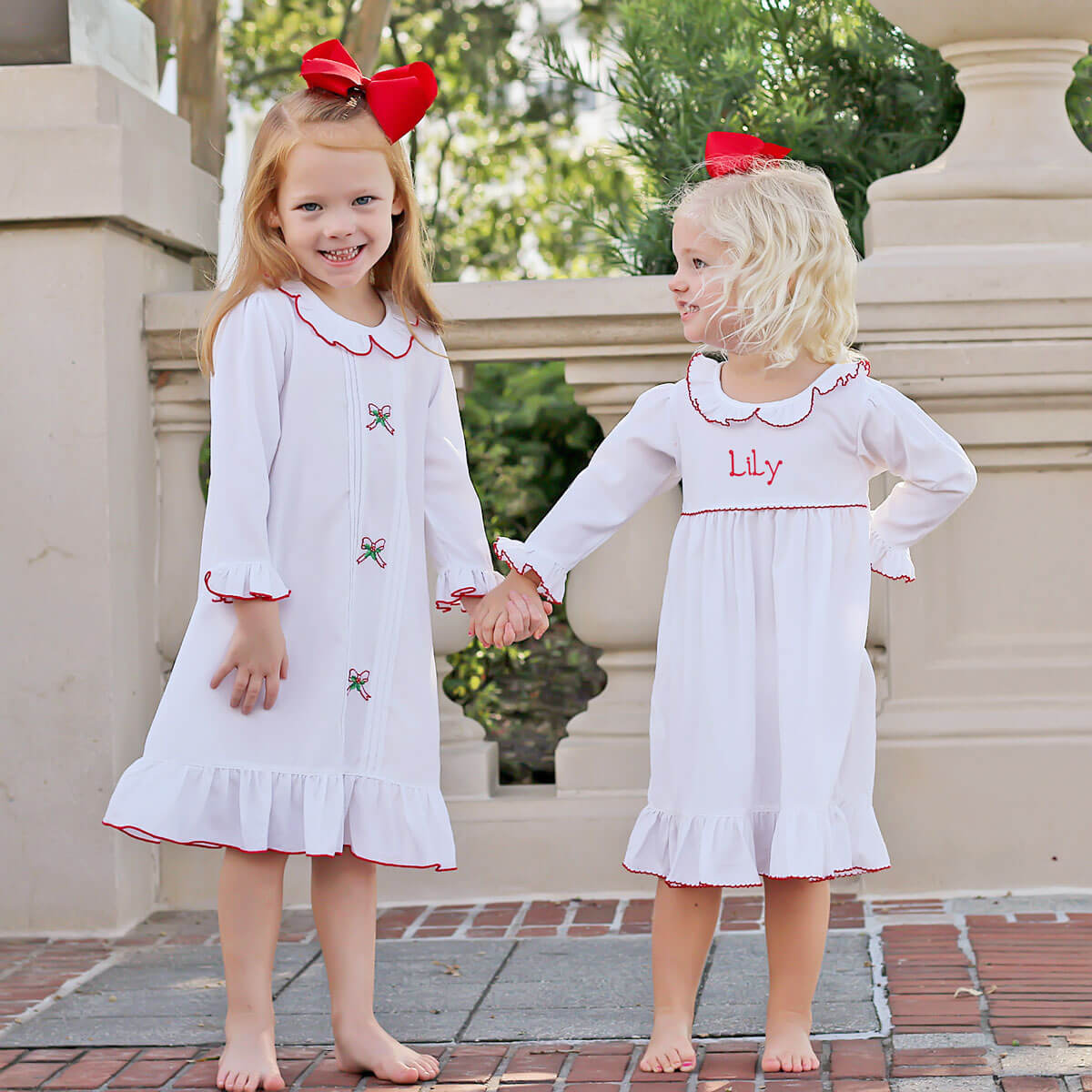 Embroidered Christmas Holly Bow Nightgown