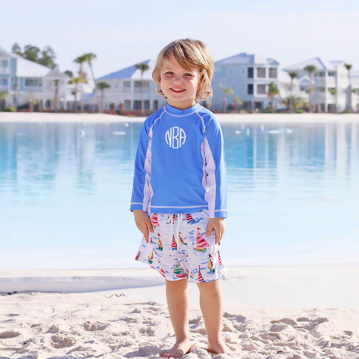 Watercolor Blue Rash Guard