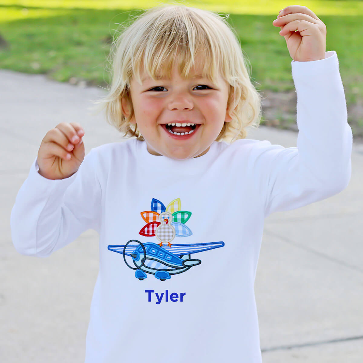 Turkey Airplane Long Sleeve White Shirt