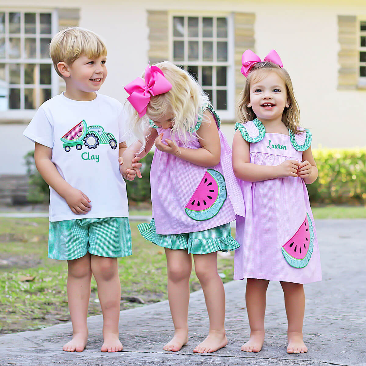 Sweet Watermelon Applique Pink Gingham Lulu Dress