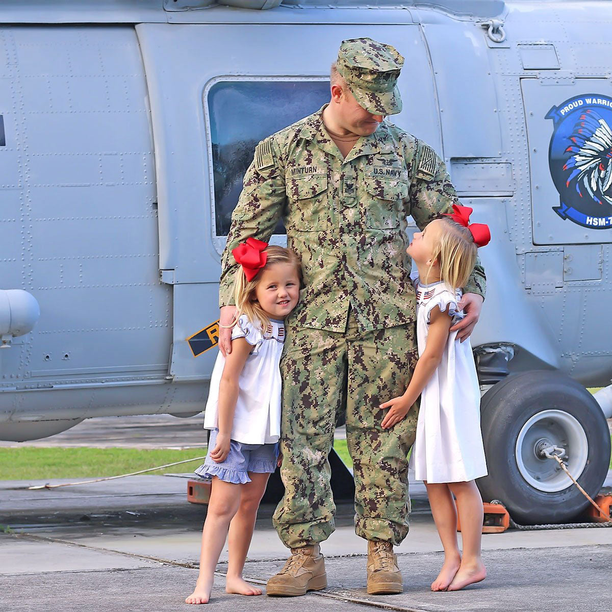 Flag Smocked White Pique Short Set