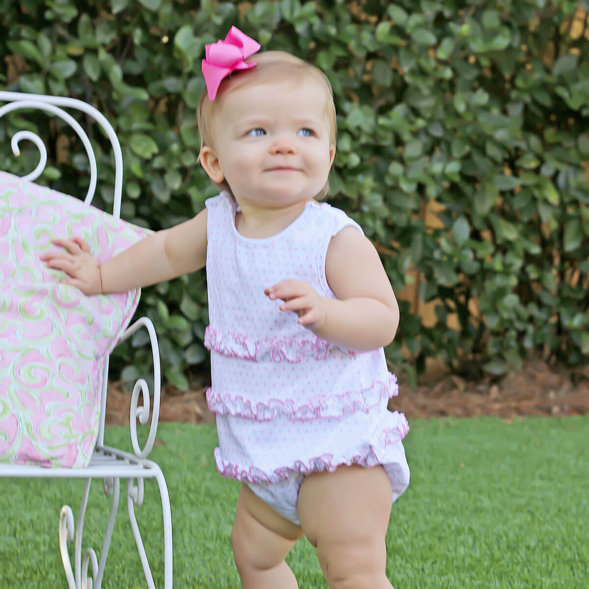 Pink Polka Dot Ruffle Bubble