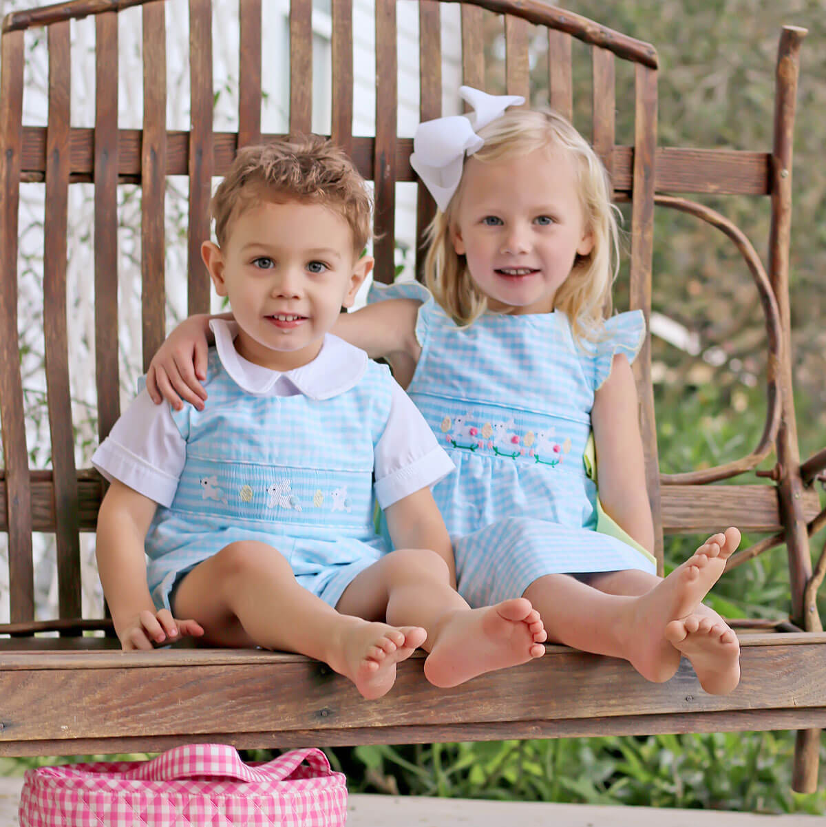 Hippity Hop Turquoise Bunny Smocked Jon Jon