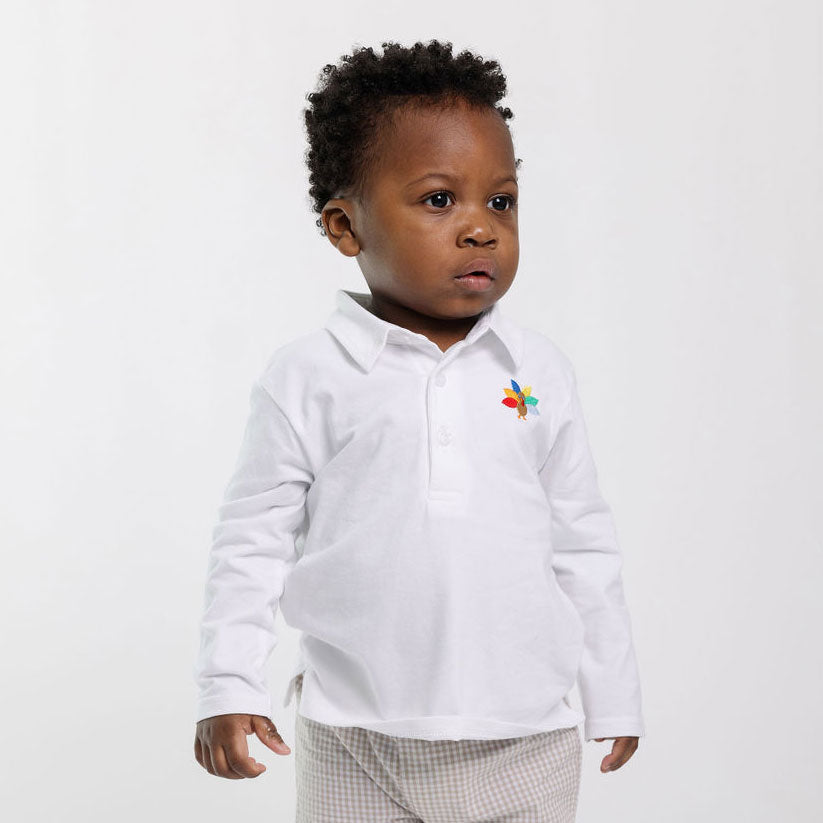 Turkey Embroidered White Long Sleeve Polo