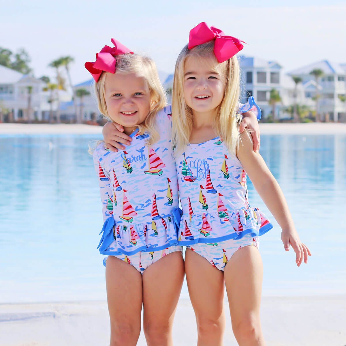 Watercolor Sailboat One Piece Swimsuit