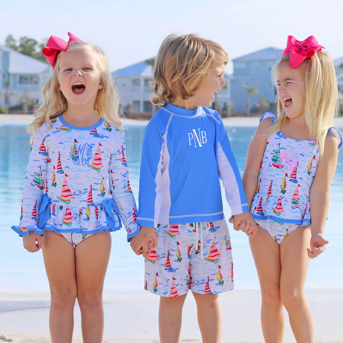 Watercolor Sailboat One Piece Swimsuit