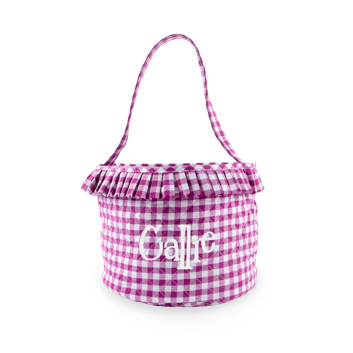 Gingham Quilted Bucket Basket