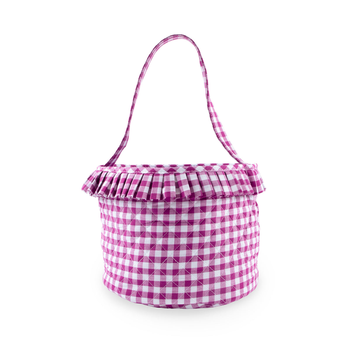 Gingham Quilted Bucket Basket