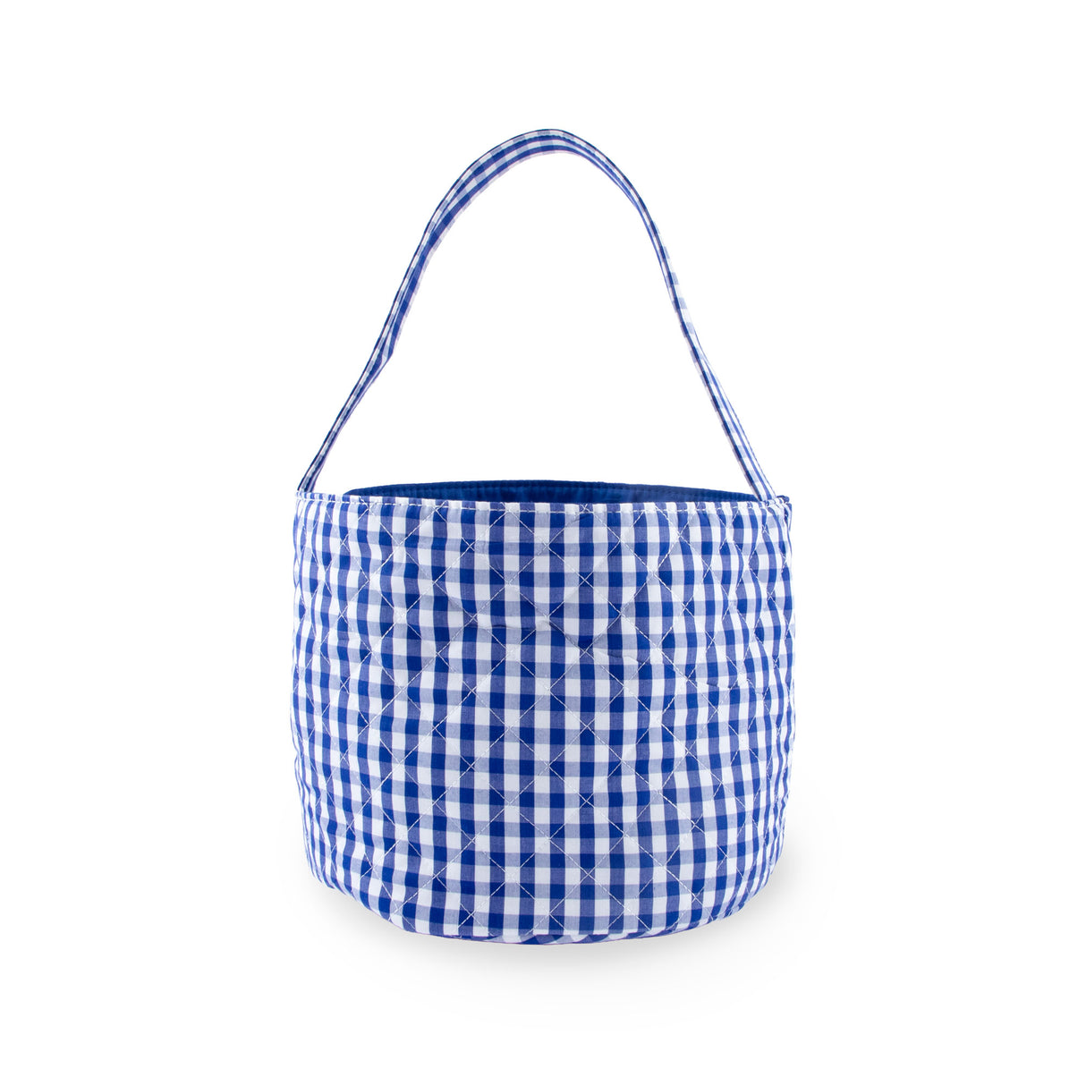 Gingham Quilted Bucket Basket